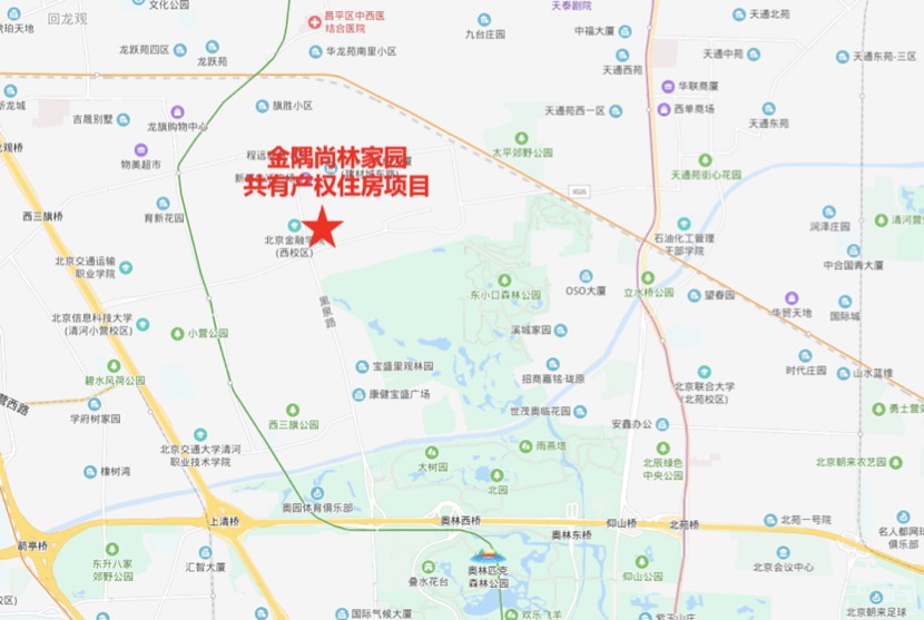 海淀区金隅尚林家园共有产权住房项目区位图。图片来自海淀区官网