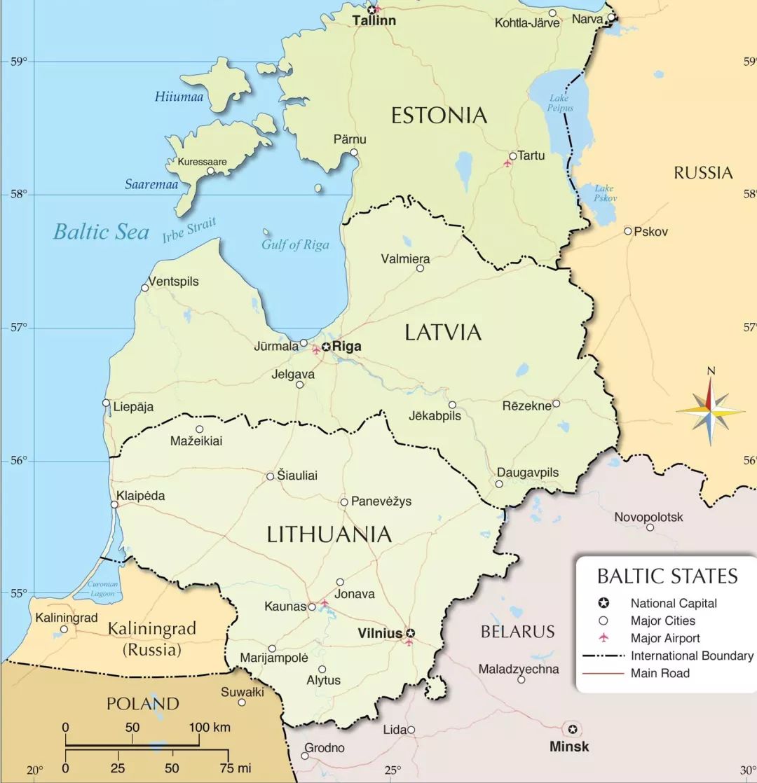 爱沙尼亚,拉脱维亚和立陶宛 图自地图网站   俄媒"欧亚日报(eurasia