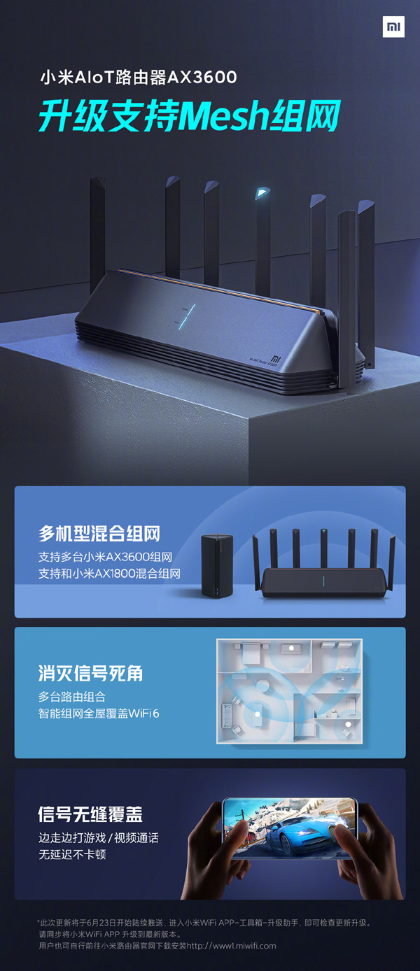 升值了小米aiot路由器ax3600升级支持mesh组网