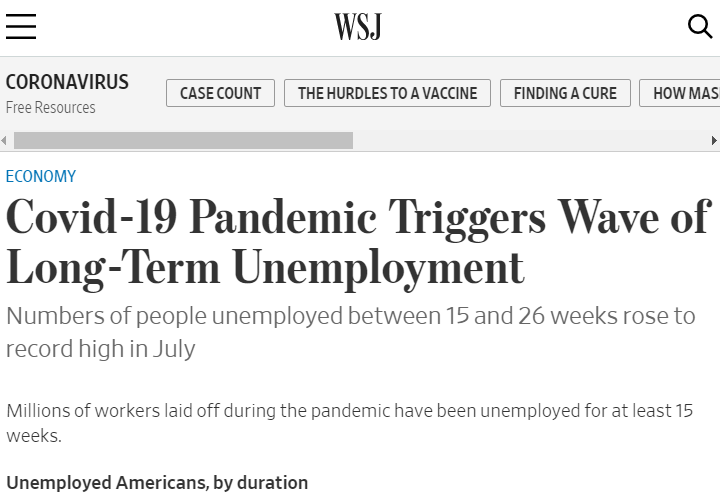 △疫情引发长期失业浪潮
