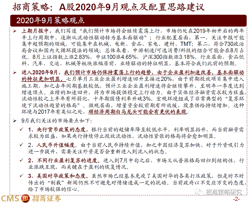招商策略：盈利修复蓄力上攻 顺经济周期白马龙头可能有更优表现