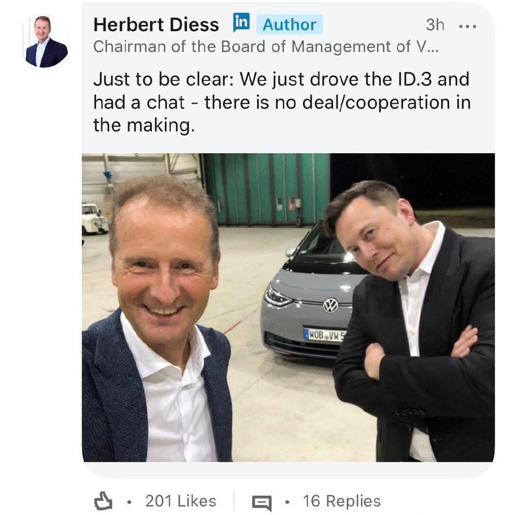 Herbert Diess的 Linkedin 截图