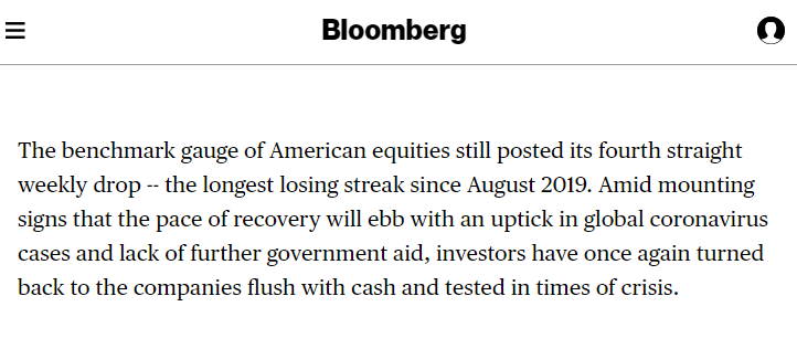 疫情下美国经济:美股上涨难阻连跌势头 纾困谈判拨弄投资者神经