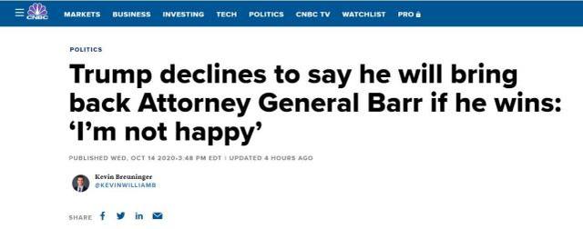 特朗普威胁解雇司法部长：除非他起诉奥巴马拜登等人