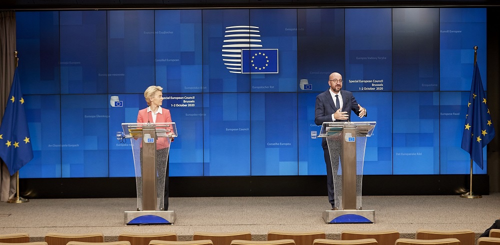 △峰会及发布会现场，来自欧洲理事会网站