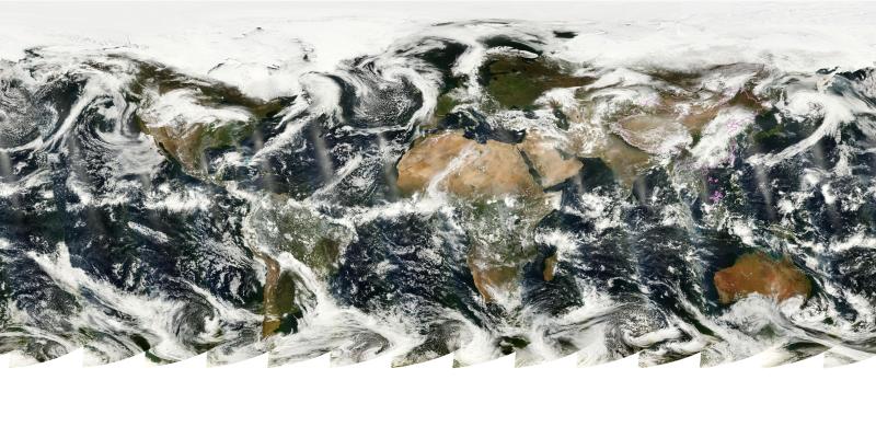 风云三号D星中分辨率光谱成像仪获取的全球台风监测图