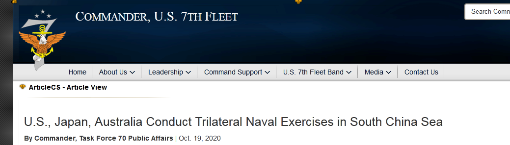 美国海军证实：美日澳本周在南海举行军演