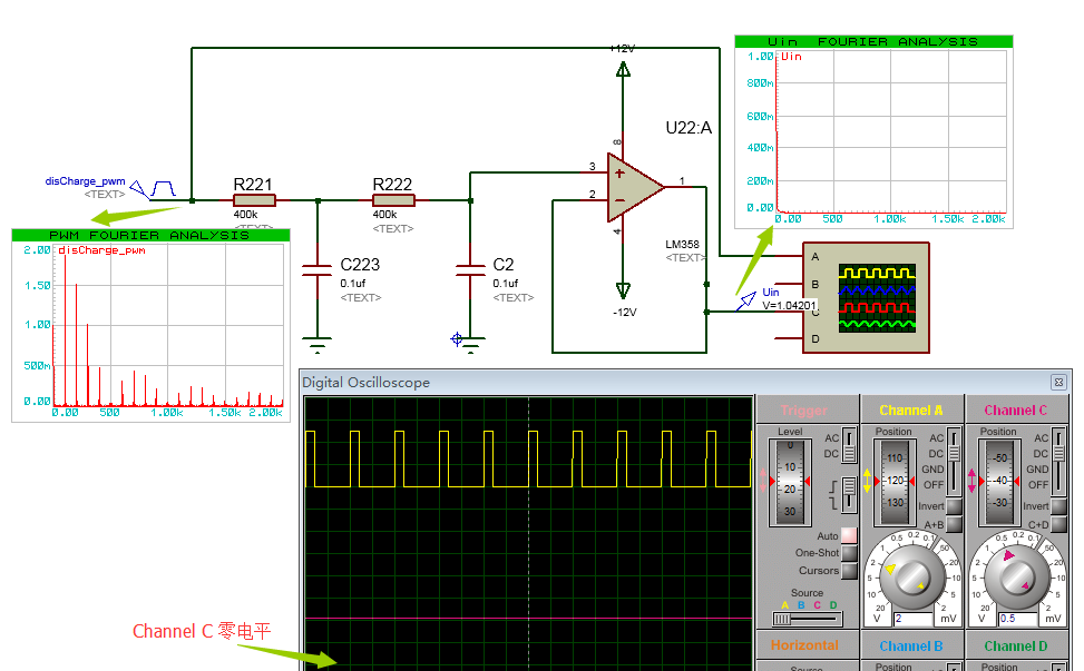 图3 pwm转换直流电路及仿真图