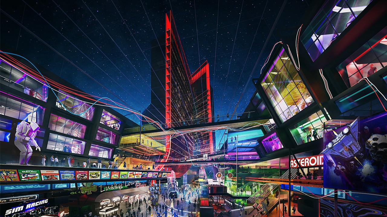 雅达利游戏主题酒店概念图公布颇有赛博朋克的风格