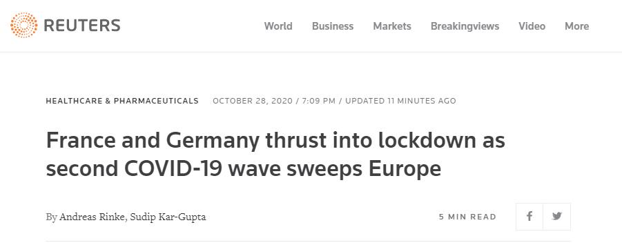第二波新冠浪潮席卷欧洲，法德同天宣布将实施“封锁”！