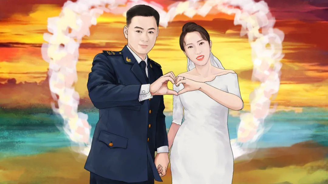 军人结婚照卡通图片图片