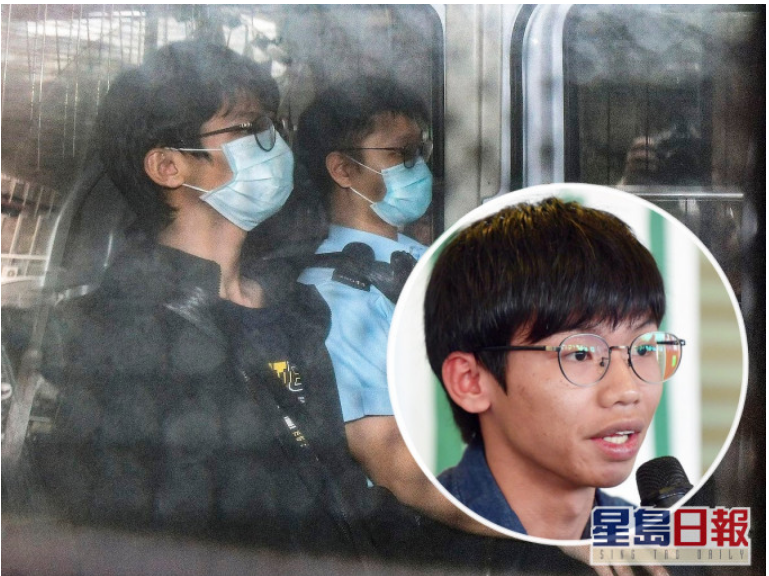 钟翰林(黑衣者)被押往西九龙法院提堂。图源：香港“东网”