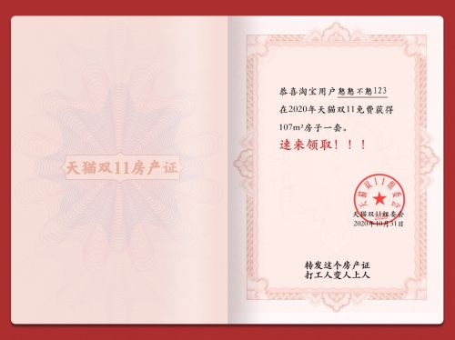 天猫双11送房子开奖了 武汉人中了武汉房！