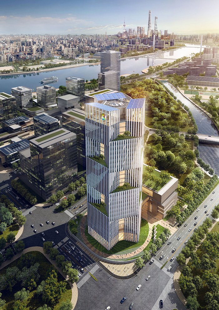 金砖国家新开发银行新总部大楼效果图。