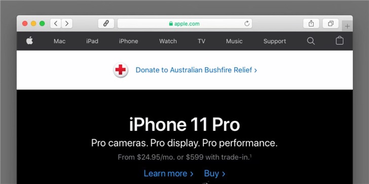美国、澳洲苹果官网上线澳洲火灾救援募捐界面