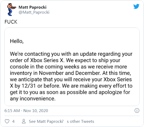 亚马逊提醒部分xbox Series X预购订单要到年底前才能发货 亚马逊 Xbox Series X 新浪科技 新浪网