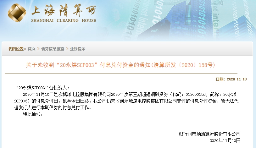 截图来源：上海清算所网站