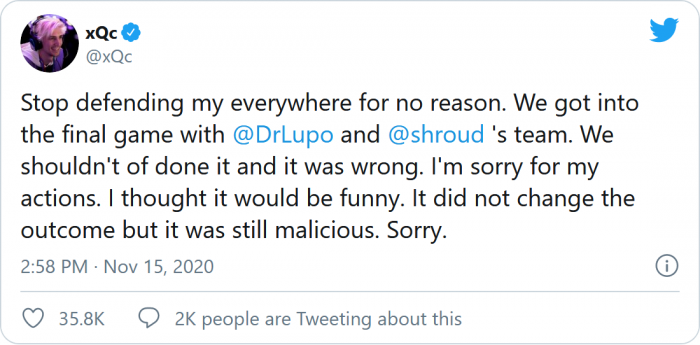 Twitch人气主播felix Xqc Lengyel因游戏作弊暂被平台封号 手机新浪网