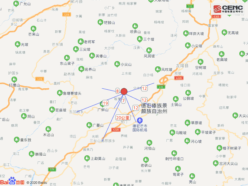 丙茂村,大摆田,黄竹场,20公里内的乡镇有轩岗乡,江东乡,风平镇,芒市镇