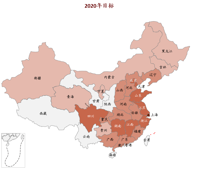 图表: 2020年,2025年装配式建筑渗透率目标地图渗透率提升:9省市或