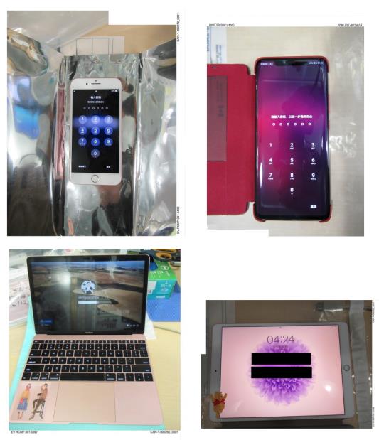 △孟晚舟的两部手机和笔记本电脑、平板电脑等