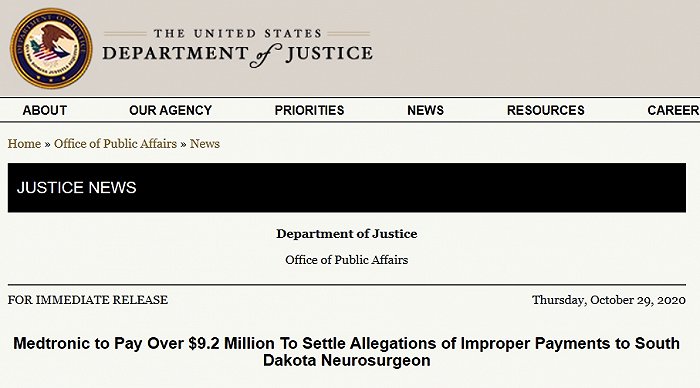 美敦力在美行贿8.7万美金遭百倍重罚 近年在华回扣案总额超千万