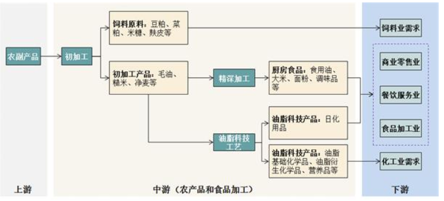 金龙鱼以农产品和食品加工产业链为基础,主要加工环节包括农产品初
