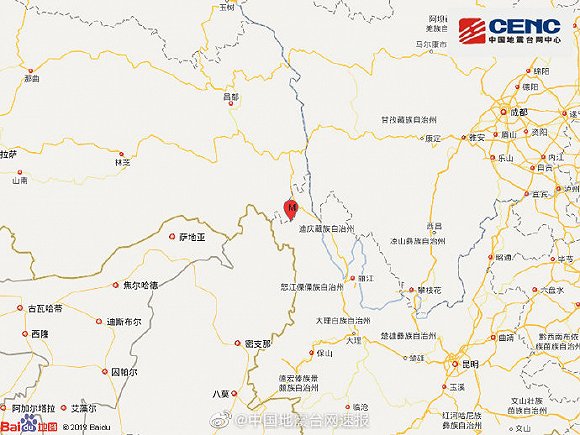 西藏林芝市察隅县发生33级地震震源深度8千米