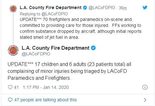 來源：洛杉磯消防部門社交媒體賬戶截圖。