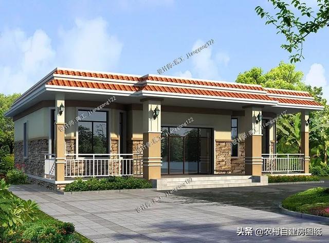 4款一层农村别墅都是平屋顶这样的平房建出来谁还会说土