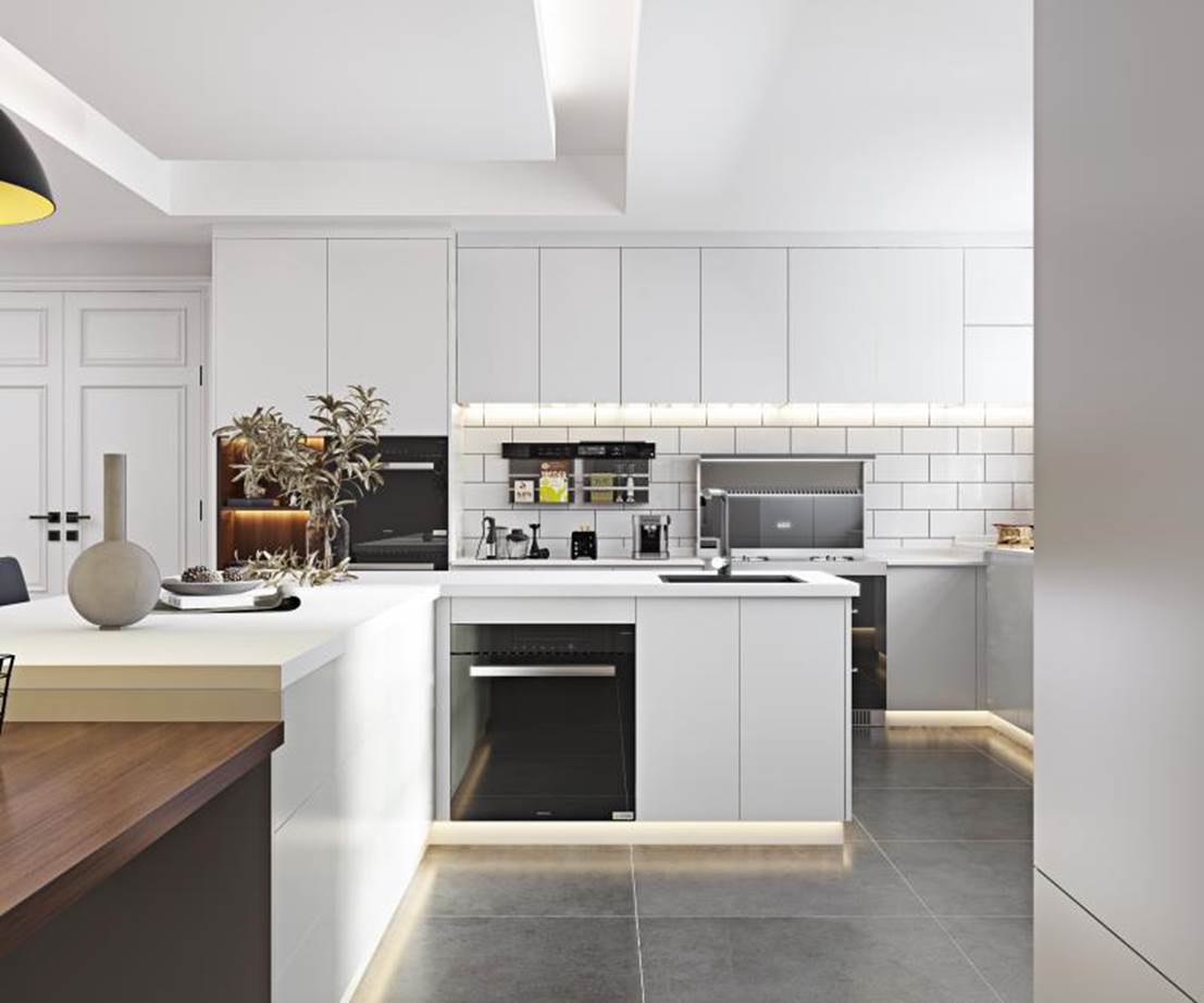 优格全屋定制开放式厨房岛台这个厨房精致有腔调