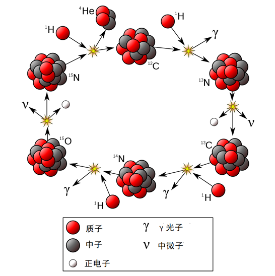 碳氮氧循环（图片来源：wikipedia）