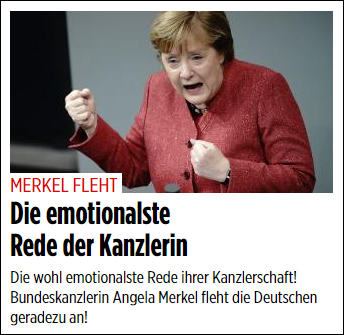 德国《图片报》标题：默克尔最感人的演讲