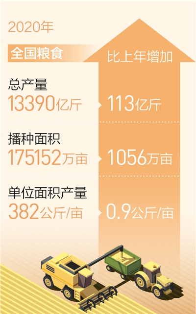 我国粮食生产喜获“十七连丰” 产量连续6年超1.3万亿斤