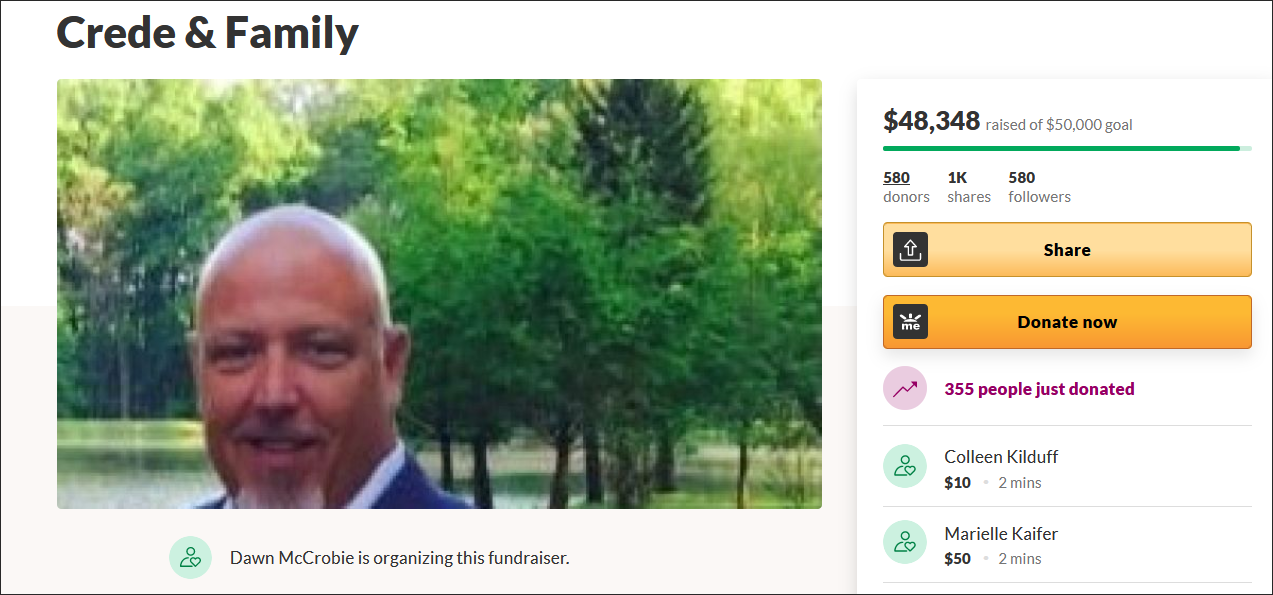 麦克罗比在筹款网站上为贝利筹款