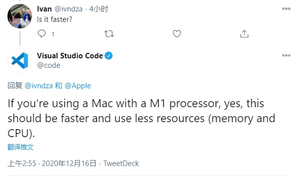 微软 Visual Studio Code 已原生支持苹果 M1 Mac，运行速度更快|苹果|处理器|微软_新浪科技_新浪网