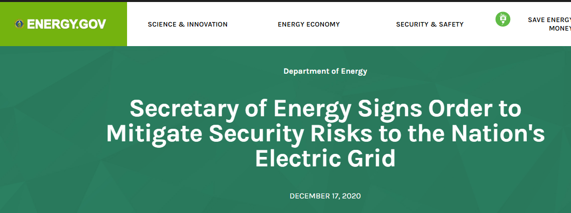 美国能源部官网截图