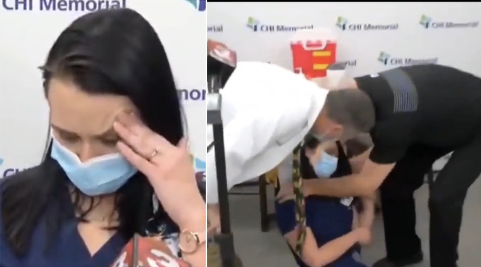 美国一护士接种辉瑞疫苗后晕倒 当时正在接受直播采访