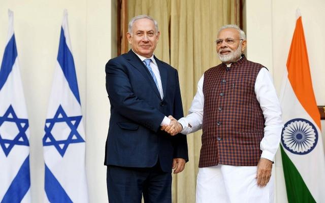 资料图:以色列总理内塔尼亚胡和印度总理莫迪