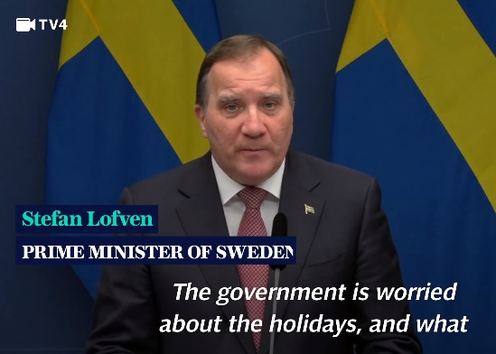 瑞典首相勒文12月18日宣布加强防疫措施，包括呼吁民众戴口罩