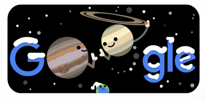 谷歌涂鸦聚焦木星和土星将上演的 大合相 木星 行星 土星 新浪科技 新浪网 谷歌涂鸦聚焦木星和土星将上演的 大合相 木星 行星 土星 新浪科技 新浪网