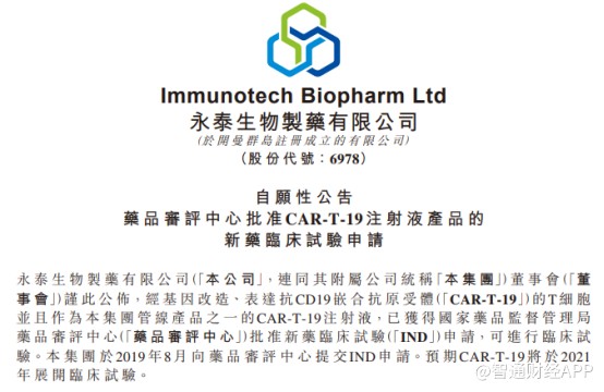 Car T细胞治疗管线踏出ind获批第一步永泰生物 B 中长期投资价值尽显 新浪财经 新浪网