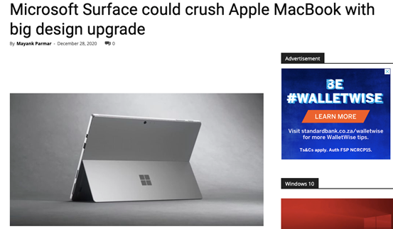 微软Surface或尝试通过大幅设计升级击败苹果MacBook