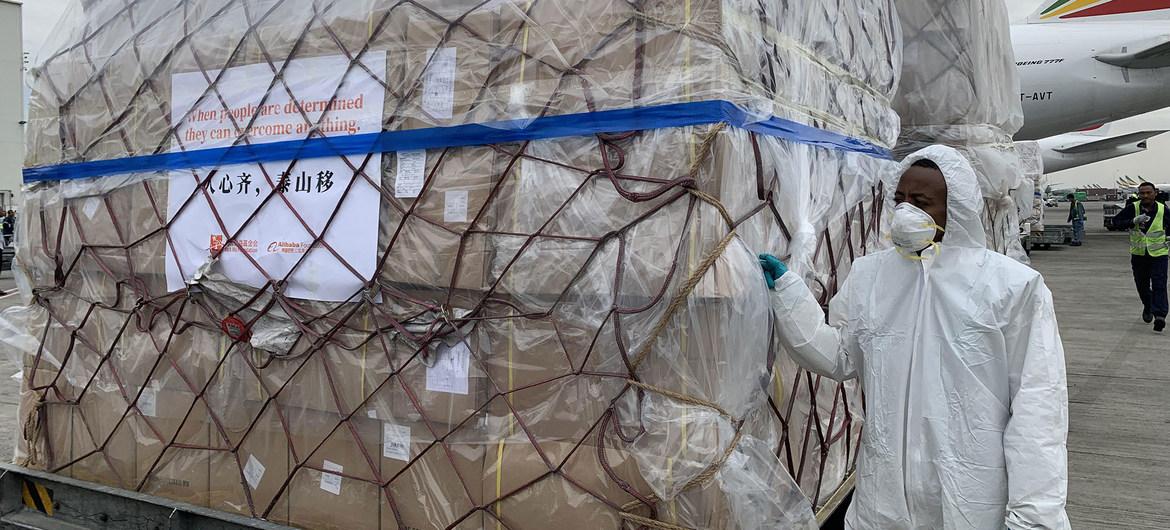 △2020年3月，中国援助抗疫物资运抵埃塞俄比亚