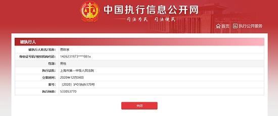 贾跃亭再成被执行人：执行标的5.33亿元