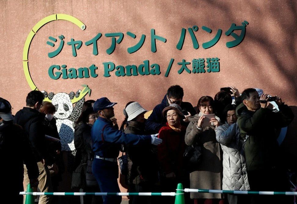 △2017年12月19日开园当天排队等看“香香”的日本游客