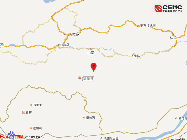 西藏山南市措美县发生34级地震