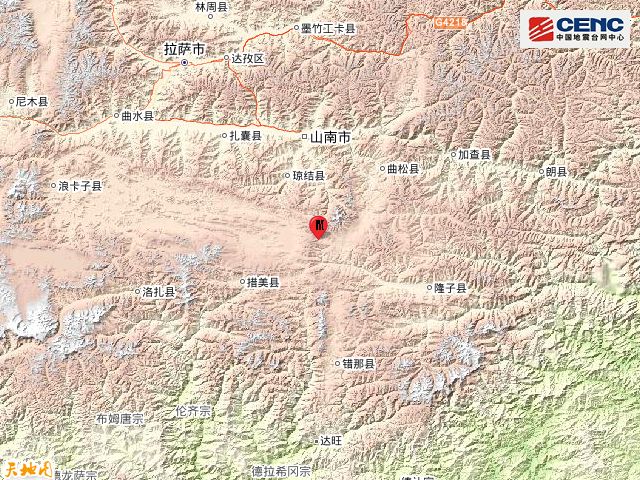 西藏山南市措美县发生34级地震