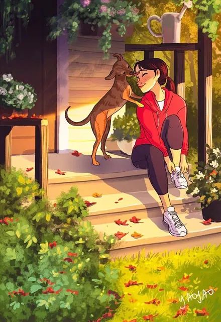 一人一狗是怎样的幸福?让插画师来告诉你!