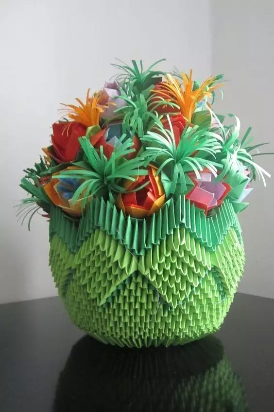 便签纸玩三角插组合起来竟做出这么多手工艺品